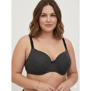 Cacique Lane Bryant Striped Cotton T-Shirt Bra 42DD